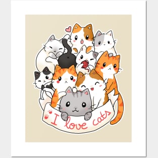 I love cats - cute cat t-shirt Posters and Art